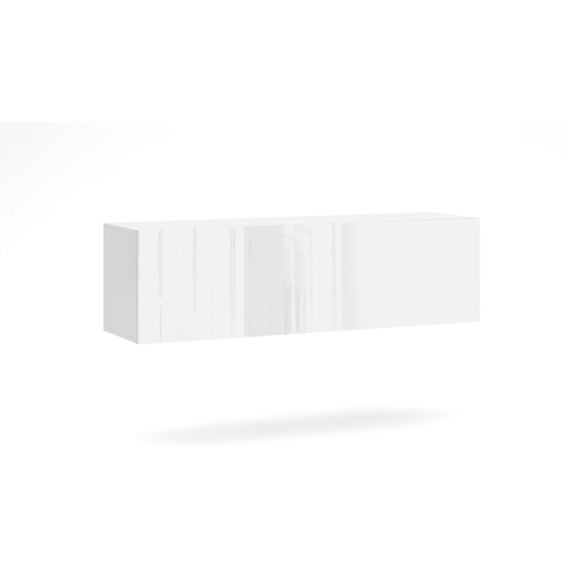 Meuble de rangement suspendu 140cm collection NEVER blanc brillant