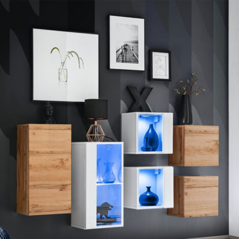 Meuble de Rangement "Switch SBIV" 320cm Naturel & Blanc