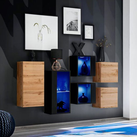 Meuble de Rangement "Switch SBIV" 320cm Naturel & Noir