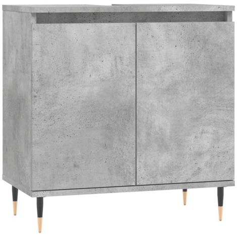 Meuble de Rangement Toilette,Armoire de bain gris béton 58x33x60 cm bois d'ingénierie -50413