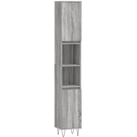 Meuble de Rangement Toilette,Armoire de bain sonoma gris 30x30x190 cm bois d'ingénierie -25547