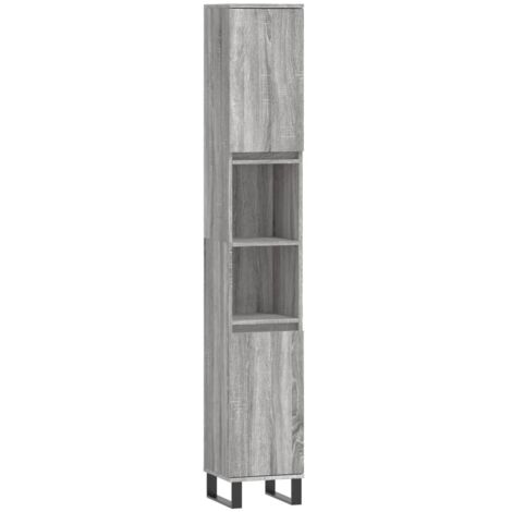 Meuble de Rangement Toilette,Armoire de bain sonoma gris 30x30x190 cm bois d'ingénierie -93919