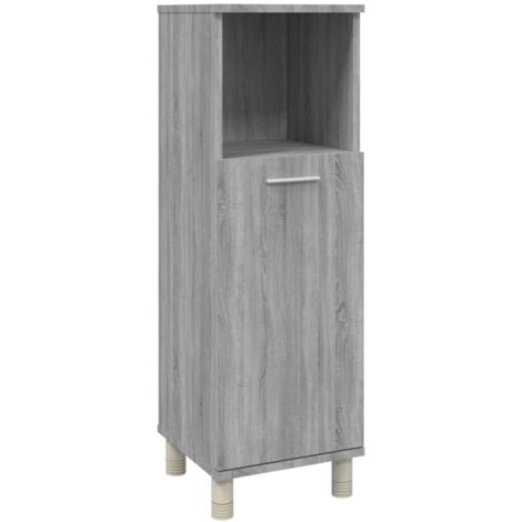 Meuble de Rangement Toilette,Armoire de bain Sonoma gris 30x30x95 cm Bois d'ingénierie -10668