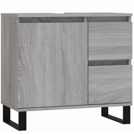Meuble de Rangement Toilette,Armoire de bain sonoma gris 65x33x60 cm bois d'ingénierie -86539