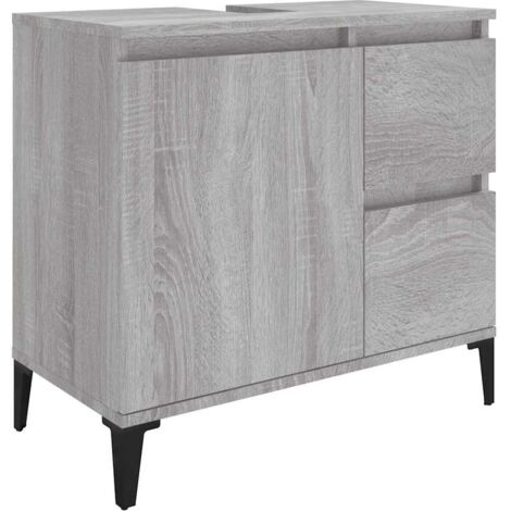 Meuble de Rangement Toilette,Armoire de bain sonoma gris 65x33x60 cm bois d'ingénierie -88910