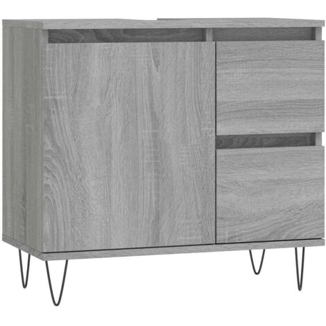 Meuble de Rangement Toilette,Armoire de bain sonoma gris 65x33x60 cm bois d'ingénierie -94964