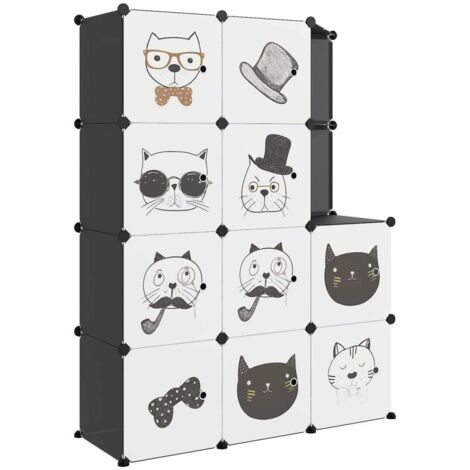 Meuble de Rangement,Armoire de rangement pour enfants avec 10 cubes Noir PP -96313