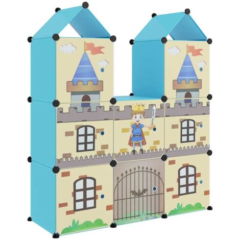 Meuble de Rangement,Armoire de rangement pour enfants avec 8 cubes Bleu PP -67296