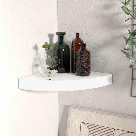 Meuble de Rangement，Étagère d'angle flottante blanc 25x25x3,8 cm MDF CFW94499