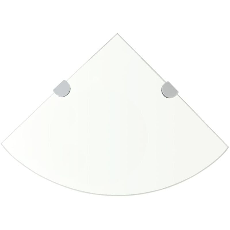 Design In - Meuble de Rangement,Étagère de coin + supports chromés Verre Transparent 35 x 35 cm CFW86718