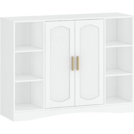 Meuble de Salle Bain,Rangement avec 2 Portes, Étagères Réglables