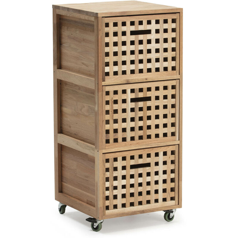 Meuble de salle Bukit de bain 3 tiroirs à roulettes, 40,5 x 40,5 x 92 cm