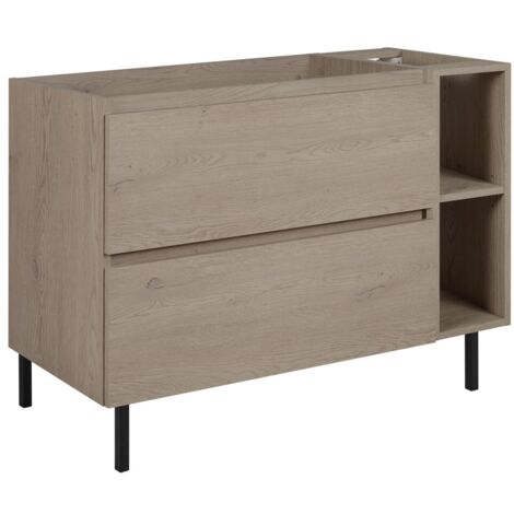 Meuble de salle de bain 100 cm (80+20), pieds, Couleur: Chêne Foncé, 100 × 77 × 46 cm, sans plan de travail