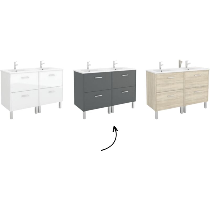 Salgar - Meuble de salle de bain 120 cm Dimensions 120 cm Couleur Gris Option Avec kit de pieds
