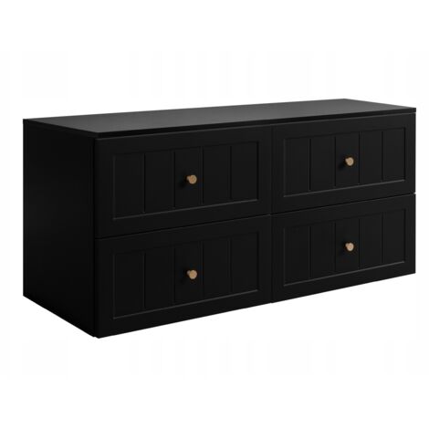 Meuble de salle de bain - 120 cm - Noir - Design élégant - Tiroirs soft close