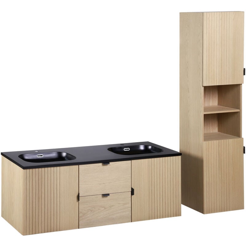 Mob-in - Meuble de salle de bain 140 cm studio avec vasque et colonne