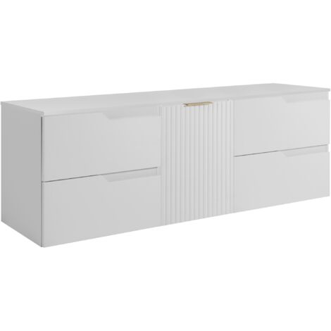 Meuble de salle de bain 160 cm - Blanc - Design moderne et élégant - Fronts en MDF
