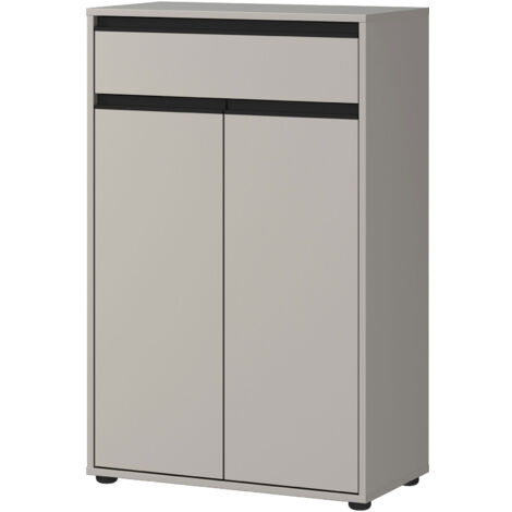 Meuble de salle de bain 2 portes 63x34x98 cm gris clair - LEMONE