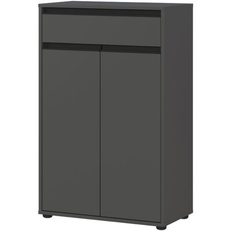Meuble de salle de bain 2 portes 63x34x98 cm gris foncé - LEMONE