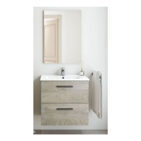 Meuble de Salle de Bain 2 Tiroirs Cm. 60 Kit