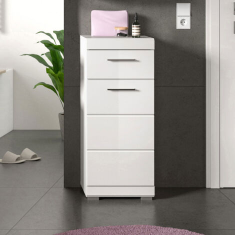 Meuble de salle de bain 35x31x88 cm blanc brillant - KAN