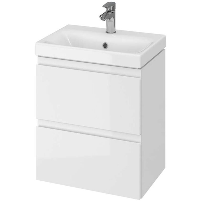 Meuble salle de bain-50x35cm-Gain de place-Blanc Brillant-Moduo Slim