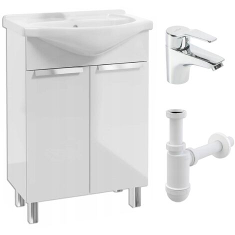 Meuble de Salle de Bain - 60 cm - Blanc - Élégant et Fonctionnel - Umywalka en Céramique