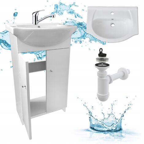 Meuble de Salle de Bain - 60 cm - Blanc - Éléganter Design - Optimisation de l'Espace
