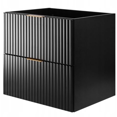 Meuble de Salle de Bain 60 cm - Noir - Design Moderne - Fronts Rainurés et Pratique