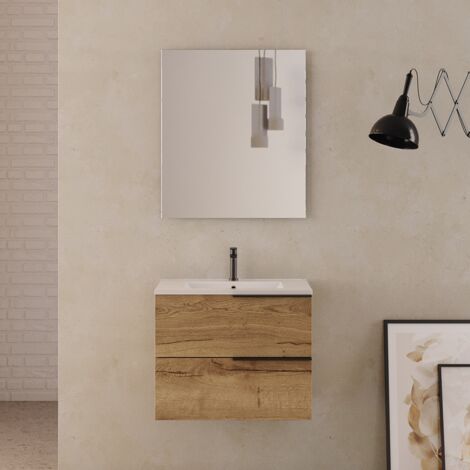 Meuble de salle de bain 60cm - 2 tiroirs - roble (chêne clair) - KING