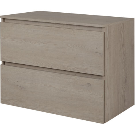 Meuble de salle de bain 80 cm avec plan de travail supérieur, Couleur: Chêne Foncé, 80 × 57 × 46 cm