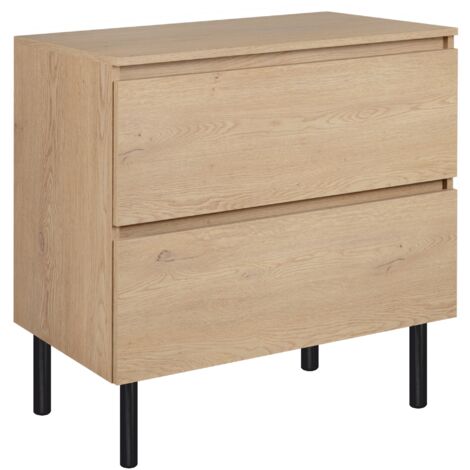 Meuble de salle de bain 80 cm avec plan de travail supérieur + pieds meuble, Couleur : Chêne Clair, 80 × 77 × 46 cm