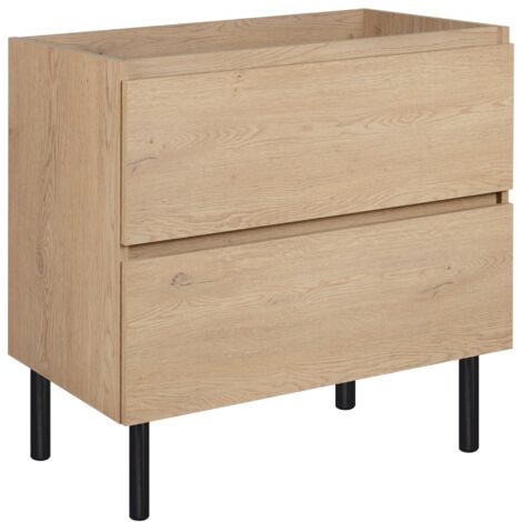 Meuble de salle de bain 80 cm, pieds, Couleur : Chêne Clair, 80 × 77 × 46 cm, sans plan de travail