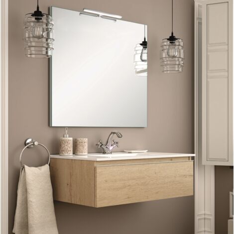 Meuble de salle de bain 80 cm simple vasque - 1 tiroir - bambou (chêne clair) - PENA