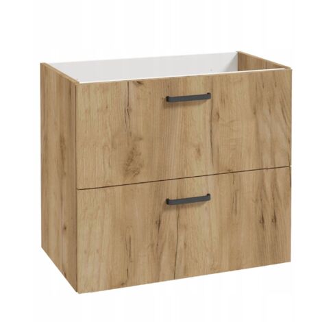 Meuble de Salle de Bain - 80x40 cm - Chêne Craft Doré - 2 Tiroirs - Design Élégant et Pratique