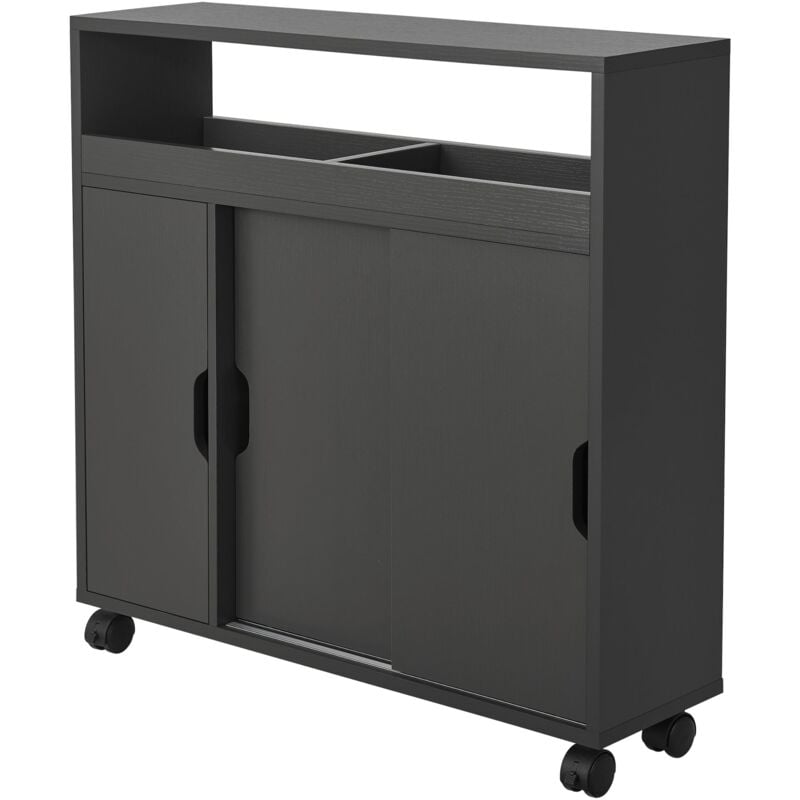 Meuble de salle de bain à portes coulissantes gris foncé