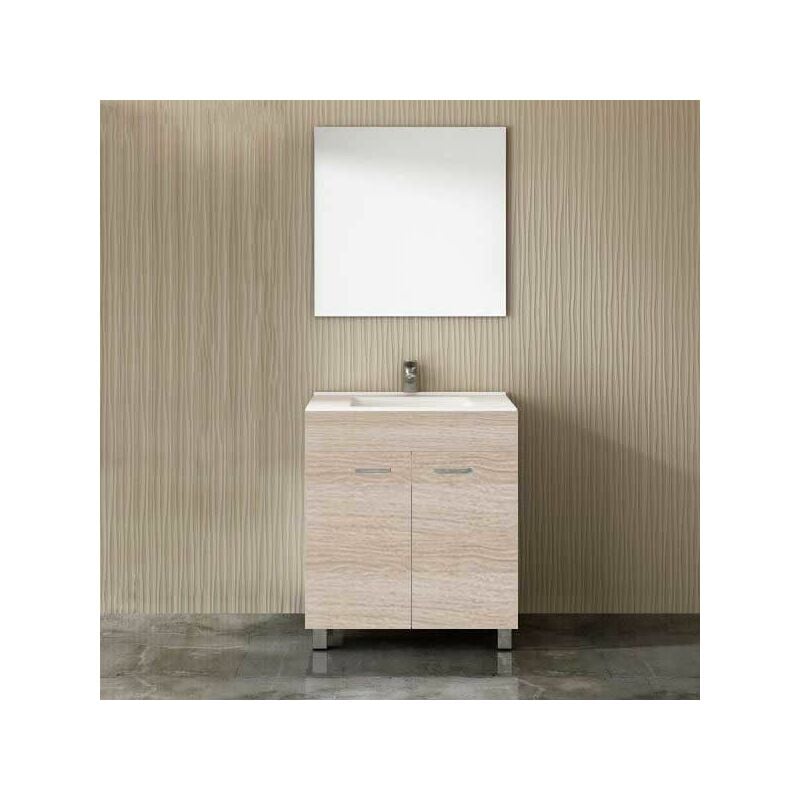 Ducha - Meuble de salle de bain à poser eko avec miroir et lavabo sable - 75cm