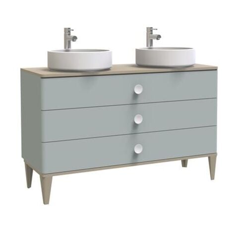 Meuble de salle de bain à poser NEMOO plan à poser - L120cm - Vert d'eau - Laqué