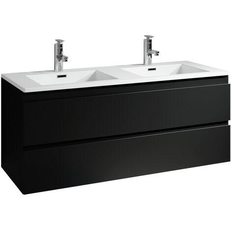 Meuble de salle de bain Angela 120 cm lavabo Noir – Armoire de rangement Meuble lavabo - Noir