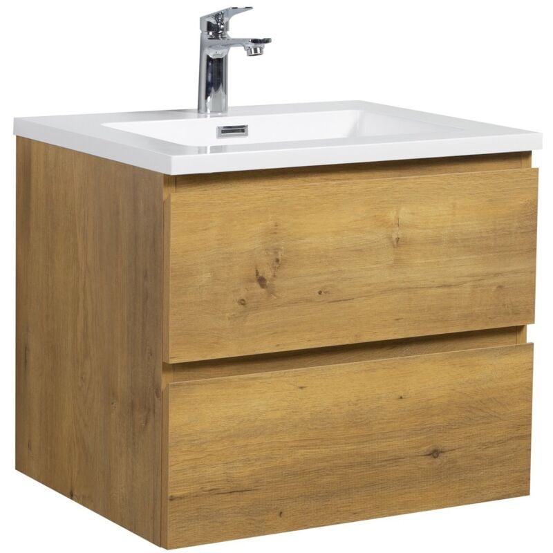 Badplaats - Meuble de salle de bain Angela 60 cm lavabo Chene – Armoire de r