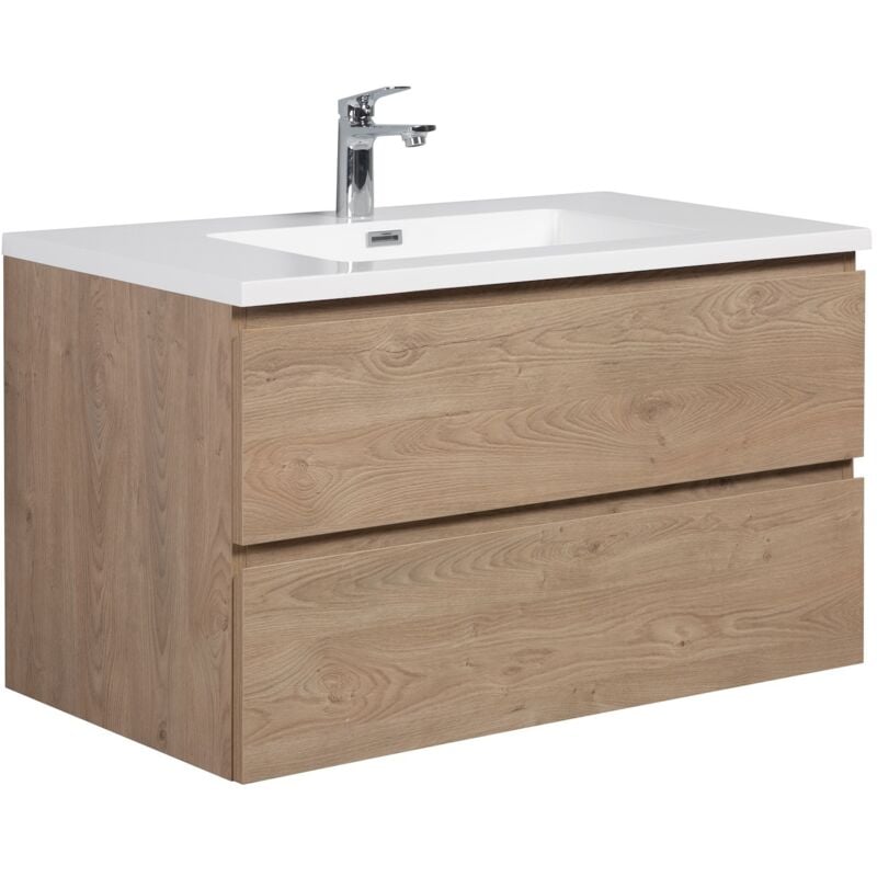 Badplaats - Meuble de salle de bain Angela 90 cm Chêne Châtaig