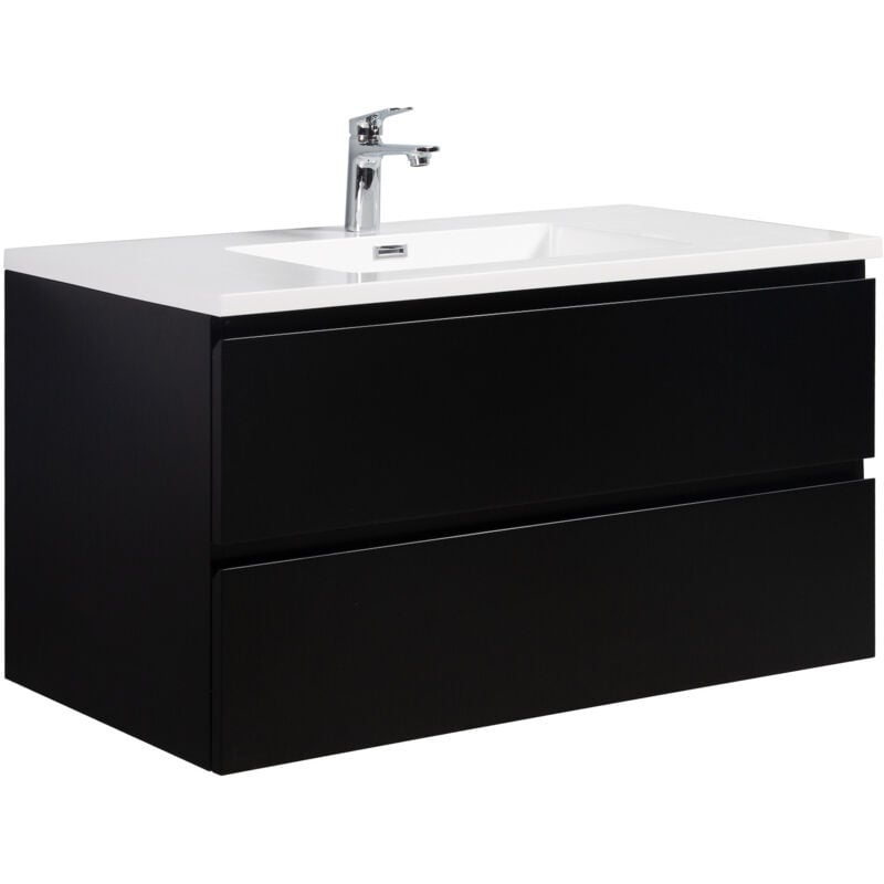 Badplaats - Meuble de salle de bain Angela 100 cm noir mat – a