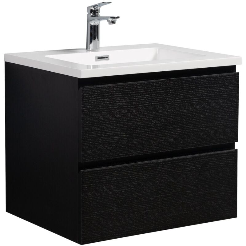 Meuble de salle de bain Angela 60 cm Noir bois – Armoire de rang