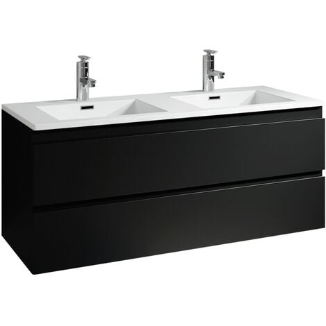 Meuble de salle de bain Angela 120cm lavabo Noir – Armoire de rangement Meuble lavabo - Noir