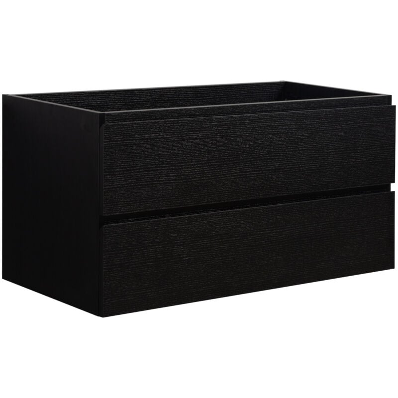 Badplaats - Meuble sous lavabo Angela 100cm Noir bois - Armoir