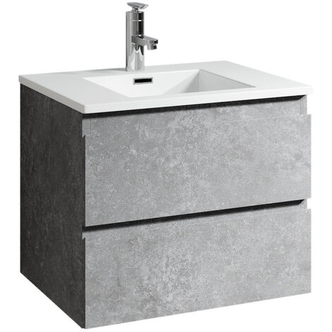 Meuble de salle de bain Angela 60 cm lavabo Gris – Armoire de rangement Meuble lavabo