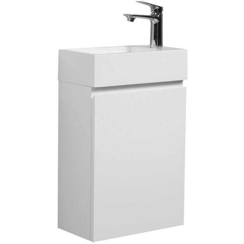Meuble Lave-mains Angela 40 x 22 cm Blanc brillant - Armoire de