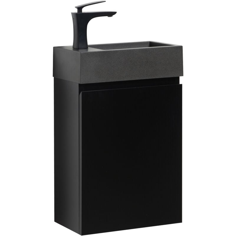 Meuble Lave-mains Angela 40 x 22 cm Noir Mat, Noir lavabo - Armo