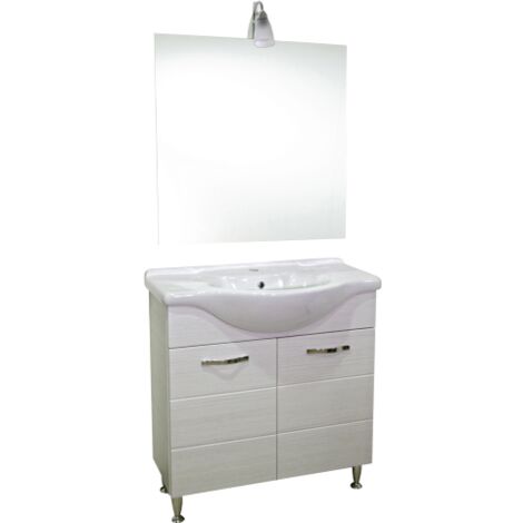 Meuble de salle de bain Antonella base de lavabo en ce'ramique blanche cm82x35x84h miroir 70x80cm