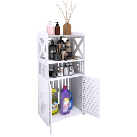 Meuble de Salle de Bain, Armoire d’Angle avec Porte et Étagères, Réglable Style Moderne Bois pour Salle de Bains, Blanc - 45 x 25 x90cm